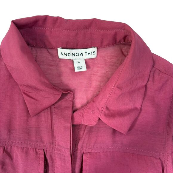 And Now This Sleeveless Shirt Dress Maxi Raspberry Pink Flowy Airy Romantic XL - Picture 2 of 16